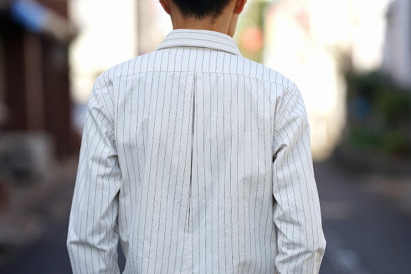 DALEE'S (ダリーズ)　長袖ドレスシャツ　"CALICO.D (キャラコ.D) with COLLER No.4"　ホワイトストライプ