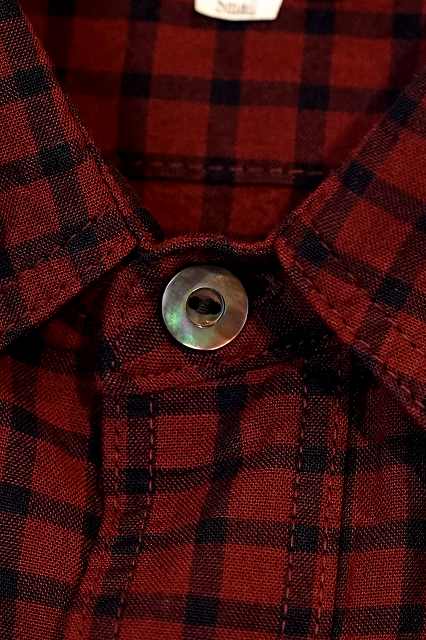 DELUXEWARE (デラックスウエア)　長袖シャツ　LV-24　"THROUGH GINGHAM CHECK"　レッド×ネイビー