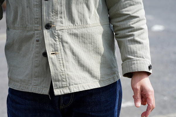 BUZZ RICKSON'S (バズリクソンズ)　ユーティリティーコート　BR15123　"U.S.M.C. M-1944 HERRINGBONE UTILITY JACKET"　オリーブ