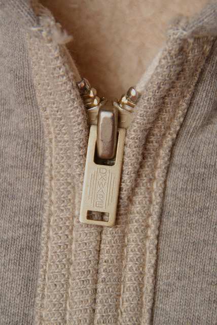 DELUXEWARE (デラックスウエア)　フルジップ・スウェットパーカー　SPZ-00　"FULLZIP PARKA PLAIN"　杢グレーベージュ