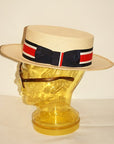 ADJUSTABLE COSTUME (アジャスタブルコスチューム)　ボーターハット(カンカン帽)　AHT-007　"Panama Boater Hat"　ナチュラル×トリコロール
