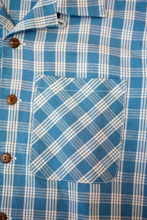 SUN SURF Special Edition (サンサーフ・スペシャルエディション)　半袖パラカシャツ　SS39127　"WATUMULL'S PALAKA CHECK SHIRT"　ブルー