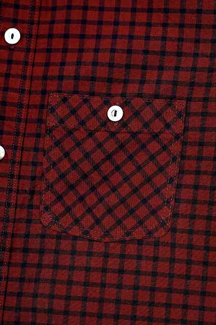 DELUXEWARE (デラックスウエア)　長袖シャツ　LV-24　"THROUGH GINGHAM CHECK"　レッド×ネイビー