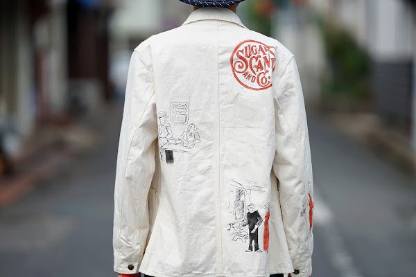 SUGAR CANE (シュガーケーン)　9oz.ツイル・ワークコート　SC15506　"1920's CARTOON WORK COAT"　ナチュラル・ワンウォッシュ