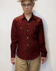DELUXEWARE (デラックスウエア)　長袖シャツ　LV-24　"THROUGH GINGHAM CHECK"　レッド×ネイビー