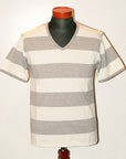 JELADO (ジェラード)　Vネック・ボーダーTシャツ　AG11218　"Club Tee"　ソルト&ペッパー×バニラ