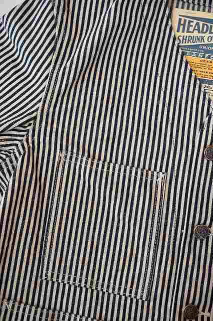 HEAD LIGHT (ヘッドライト)　エンジニアジャケット　HD15237　"11oz. EXPRESS STRIPE VEST(FULL SLEEVES)"　エクスプレスストライプ・ワンウォッシュ