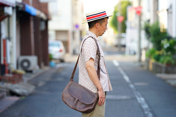 ADJUSTABLE COSTUME (アジャスタブルコスチューム)　半袖オープンカラーシャツ　AS-121　"COTTON DOBBY STRIPE S/S OPEN SHIRT"　ベージュ