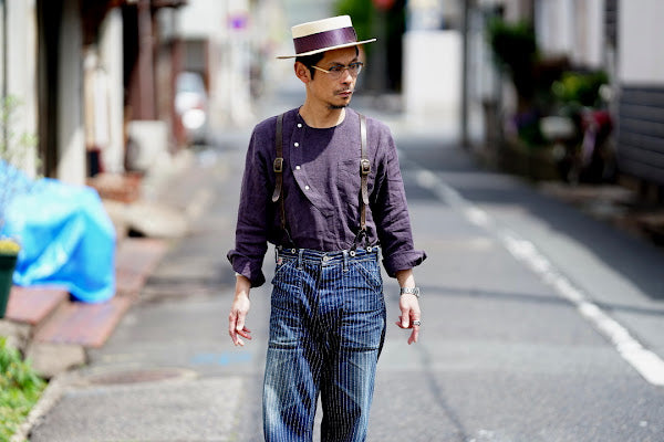 Dapper's (ダッパーズ)　リネン・プルオーバーシャツ　1623　"Round Placket Miners Pullover Shirts"　グレープ