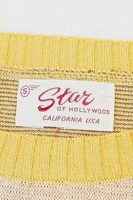 STAR OF HOLLYWOOD (スターオブハリウッド)　半袖ジャガードニット　SH90219　"BEACH GIRL"　イエロー