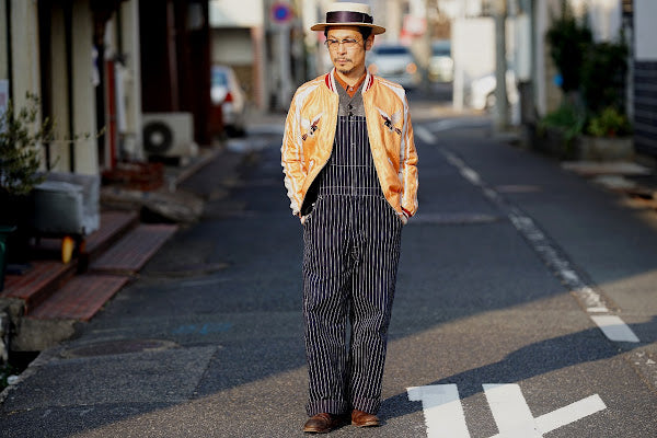 HEAD LIGHT (ヘッドライト)　ストライプデニム・オーバーオール　HD42498　"SPECIAL WOVEN STRIPE DENIM LOW BACK OVERALLS"　ワンウォッシュ