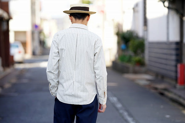 DALEE'S (ダリーズ)　長袖ドレスシャツ　"CALICO.D (キャラコ.D) with COLLER No.4"　ホワイトストライプ