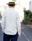 DALEE'S (ダリーズ)　長袖ドレスシャツ　"CALICO.D (キャラコ.D) with COLLER No.4"　ホワイトストライプ