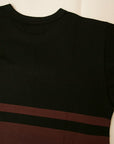 Dapper's (ダッパーズ)　ボーダーTシャツ　1247　"Three Lines Border Print Crewneck Tee"　ブラック/ワインレッド