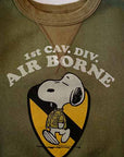 BUZZ RICKSON'S (バズリクソンズ) × PEANUTS (ピーナッツ)　セットイン・クルーネックスウェット　BR69273　"AIR BORNE"　オリーブ