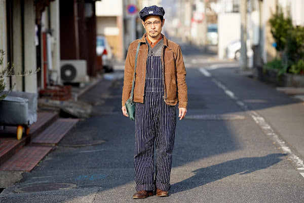 HEAD LIGHT (ヘッドライト)　ストライプデニム・オーバーオール　HD42498　"SPECIAL WOVEN STRIPE DENIM LOW BACK OVERALLS"　ワンウォッシュ