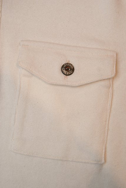 SUGAR CANE (シュガーケーン)　長袖ヘンリーネックTシャツ　SC68351　"HEAVY COTTON HENLEY T-SHIRT"　ホワイト