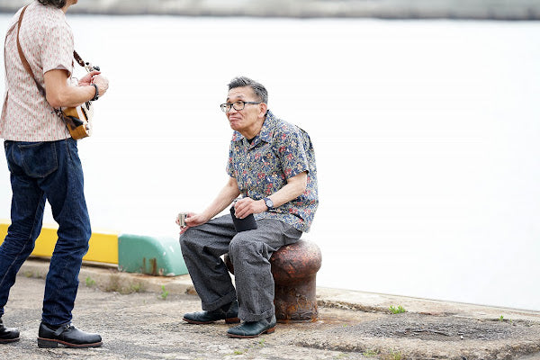 ADJUSTABLE COSTUME (アジャスタブルコスチューム)　半袖オープンカラーシャツ　AS-137　"BEST OF MORRIS IRIS PRINT OPEN SHIRT"　ブルー