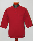 DALEE'S (ダリーズ)　6分袖ヘンリーネックTシャツ　"Rail Nit (レイルニット)"　...RAIL ROAD KNIT　レッド
