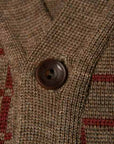 Dapper's (ダッパーズ)　ニットベスト　1215　"Classic Woolen Plaid Waistcoat"　カーキ杢/ボルドー