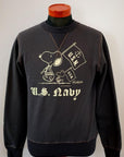 BUZZ RICKSON'S (バズリクソンズ) × PEANUTS (ピーナッツ)　セットイン・クルーネックスウェット　BR69274　"U.S.NAVY"　ブラック