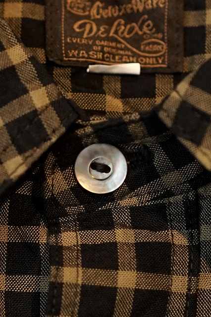 DELUXEWARE (デラックスウエア)　長袖シャツ　LV-24　"THROUGH GINGHAM CHECK"　ブラック×イエロー