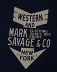 DELUXEWARE (デラックスウエア)　半袖Tシャツ　SDL-2003　"MARK SAVAGE&CO"　F.ブルー