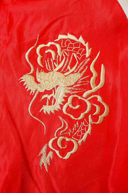 TAILOR TOYO (テーラー東洋)　リバーシブル・アセテートスカジャン　TT15273　ブラック/ベージュ"DRAGON HEAD"×レッド/シルバー"JAPAN MAP"