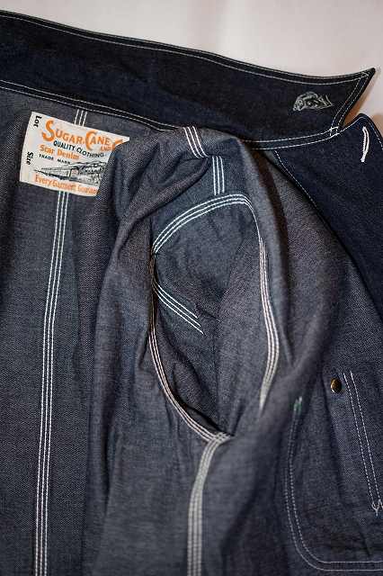 SUGAR CANE (シュガーケーン)　11oz.ブルーデニム・ワークコート　SC15449　"1920's CARTOON WORK COAT"　インディゴデニム・ワンウォッシュ