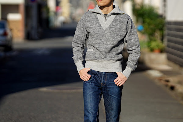 Dapper's(ダッパーズ)　ハーフジップスウェット　1660　"Classical Two Way Neck Half Zip Sweat Special Sewing Model"　ヘザーグレー