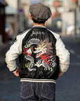 TAILOR TOYO (テーラー東洋)　リバーシブル・アセテートスカジャン　TT15682　ブラック "WHITE DRAGON" × オレンジ "EAGLE"