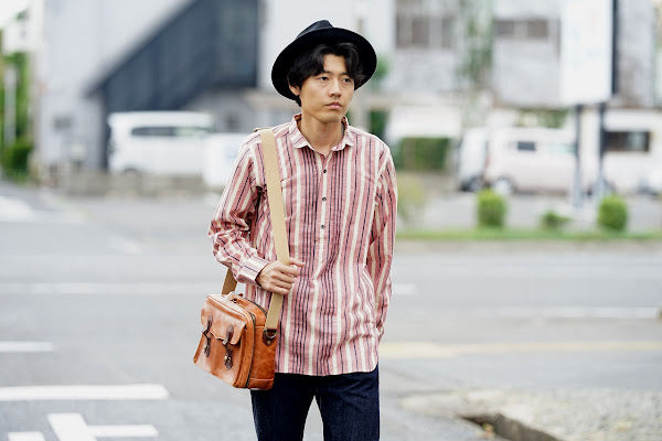WARE HOUSE (ウエアハウス)　長袖プルオーバーシャツ　3050　"1900'S COLORED BODIES SHIRTS (ROUND COLLAR)"　レッド
