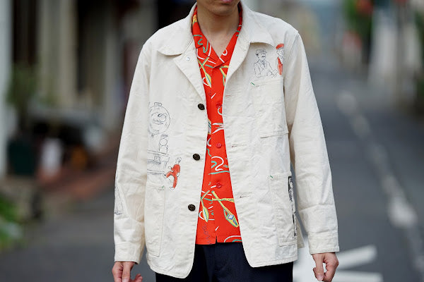 SUN SURF (サンサーフ)　長袖ハワイアンシャツ　SS29205　"SOUTH SEA OUTRIGGER"　レッド