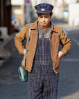 HEAD LIGHT (ヘッドライト)　ストライプデニム・オーバーオール　HD42498　"SPECIAL WOVEN STRIPE DENIM LOW BACK OVERALLS"　ワンウォッシュ