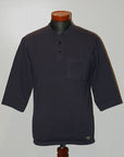 DALEE'S (ダリーズ)　6分袖ヘンリーネックTシャツ　"Rail Nit (レイルニット)"　...RAIL ROAD KNIT　DS.ネイビー