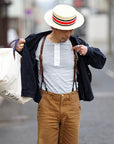 ADJUSTABLE COSTUME (アジャスタブルコスチューム)　ボーターハット (カンカン帽)　AHT-007　"Panama Boater Hat"　トリコロール