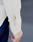 DALEE'S (ダリーズ)　長袖ドレスシャツ　"CALICO.D (キャラコ.D) with COLLER No.4"　ホワイトストライプ
