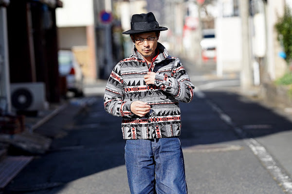 Dapper's (ダッパーズ)　ブランケットジャケット　1366　"Native Pattern Blanket A-1 Style Jacket"　ライトグレー/ブラック