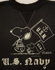 BUZZ RICKSON'S (バズリクソンズ) × PEANUTS (ピーナッツ)　セットイン・クルーネックスウェット　BR69274　"U.S.NAVY"　ブラック