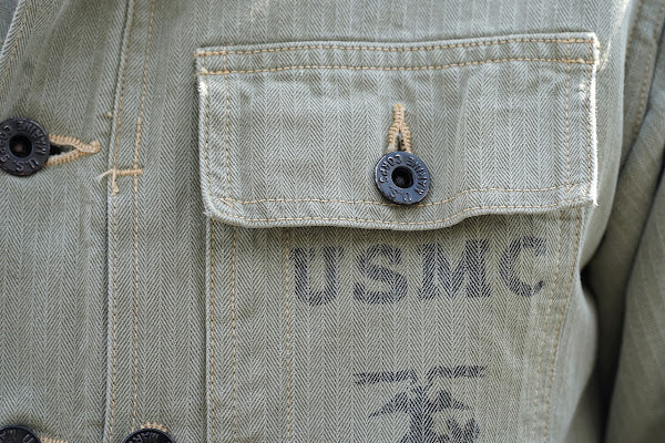 BUZZ RICKSON'S (バズリクソンズ)　ユーティリティーコート　BR15123　"U.S.M.C. M-1944 HERRINGBONE UTILITY JACKET"　オリーブ