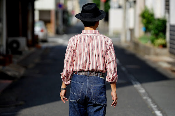 WARE HOUSE (ウエアハウス)　長袖プルオーバーシャツ　3050　"1900'S COLORED BODIES SHIRTS (ROUND COLLAR)"　レッド