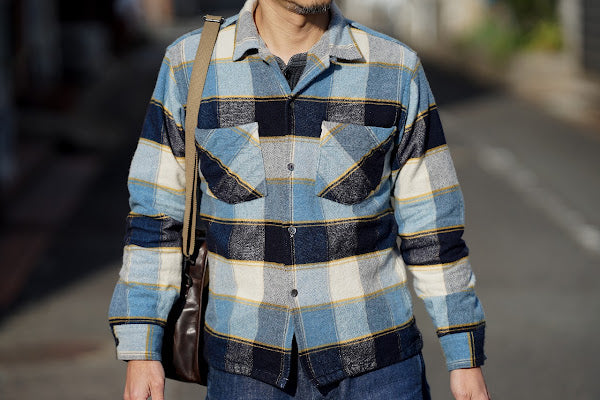 DELUXEWARE (デラックスウエア)　ウールシャツ　MVB-14　"THROUGH WOOL SHIRT"　ブルーチェック