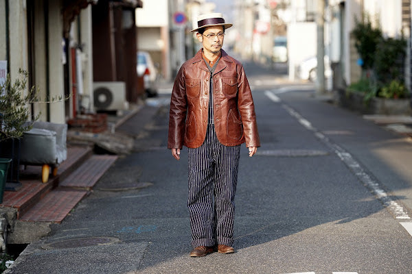 HEAD LIGHT (ヘッドライト)　ストライプデニム・オーバーオール　HD42498　"SPECIAL WOVEN STRIPE DENIM LOW BACK OVERALLS"　ワンウォッシュ