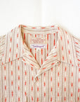 ADJUSTABLE COSTUME (アジャスタブルコスチューム)　半袖オープンカラーシャツ　AS-121　"COTTON DOBBY STRIPE S/S OPEN SHIRT"　ベージュ