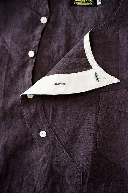 Dapper's (ダッパーズ)　リネン・プルオーバーシャツ　1623　"Round Placket Miners Pullover Shirts"　グレープ