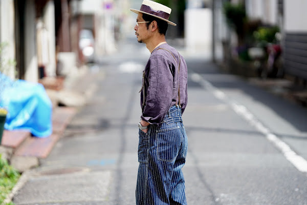 Dapper's (ダッパーズ)　リネン・プルオーバーシャツ　1623　"Round Placket Miners Pullover Shirts"　グレープ