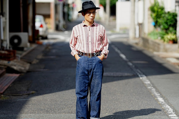 WARE HOUSE (ウエアハウス)　長袖プルオーバーシャツ　3050　"1900'S COLORED BODIES SHIRTS (ROUND COLLAR)"　レッド