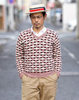 ADJUSTABLE COSTUME (アジャスタブルコスチューム)　ボーターハット (カンカン帽)　AHT-007　"Panama Boater Hat"　トリコロール