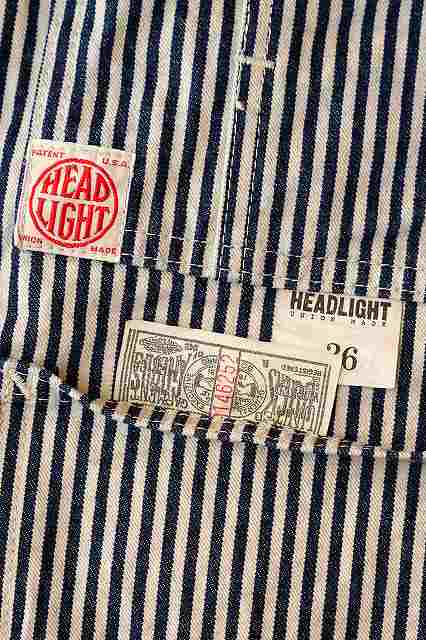HEAD LIGHT (ヘッドライト)　エンジニアジャケット　HD15237　"11oz. EXPRESS STRIPE VEST(FULL SLEEVES)"　エクスプレスストライプ・ワンウォッシュ