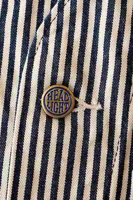 HEAD LIGHT (ヘッドライト)　エンジニアジャケット　HD15237　"11oz. EXPRESS STRIPE VEST(FULL SLEEVES)"　エクスプレスストライプ・ワンウォッシュ